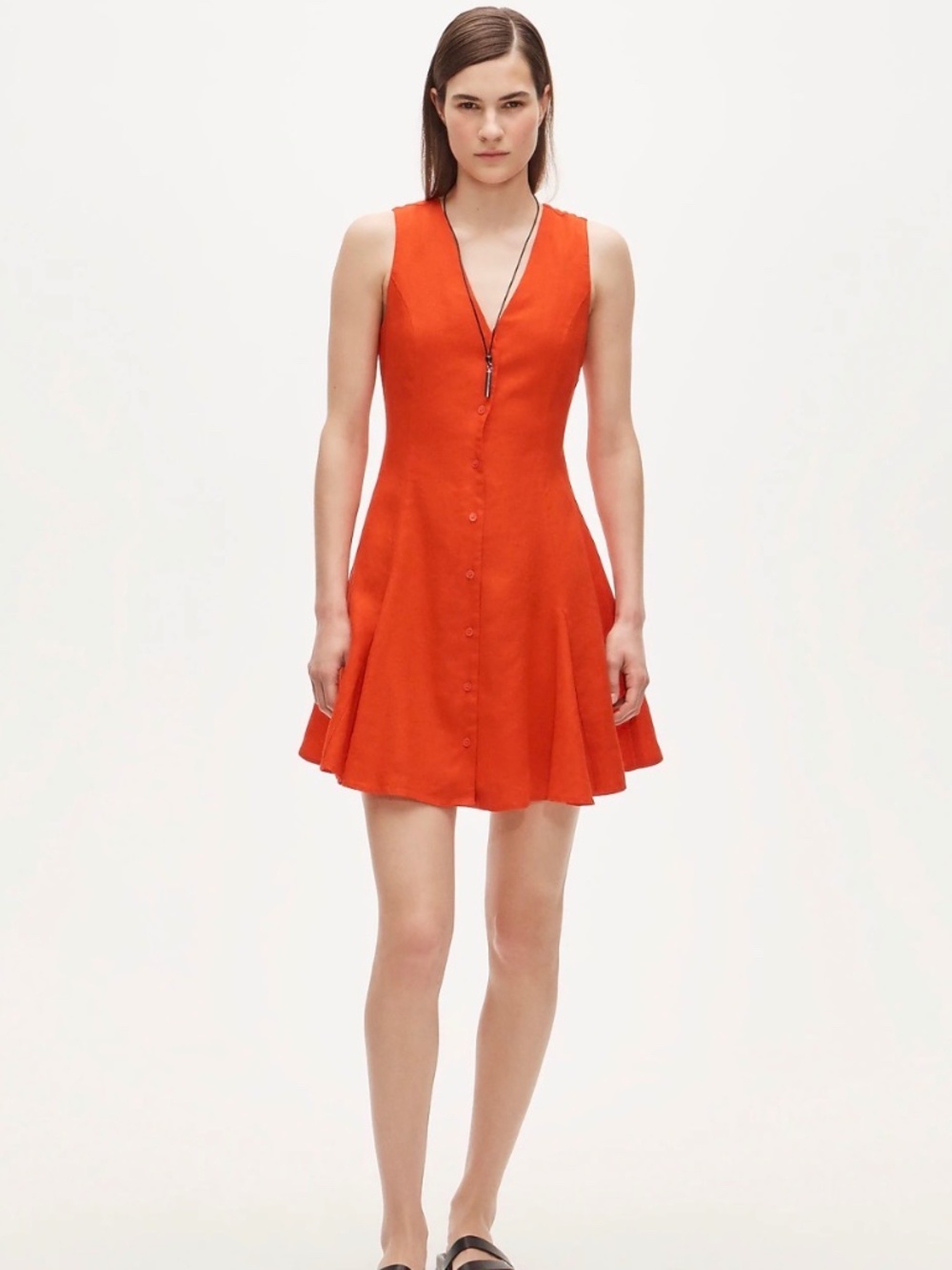 J. Crew red 100% linen mini dress with tie back detail NWT.